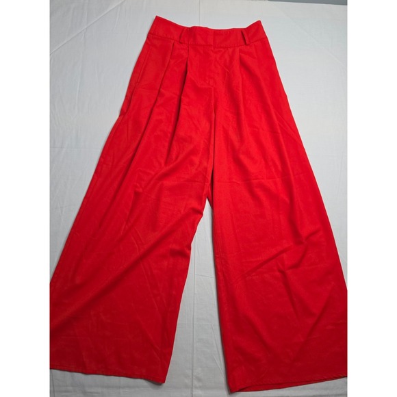 Flying Tomato Pants - Flying Tomato Pants Women Medium Red Slash Pocket Pleated Front Wide-Leg Outdoor